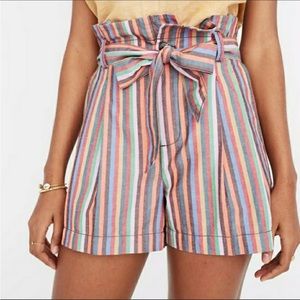 Madewell Paperbag Shorts Rainbow Stripe